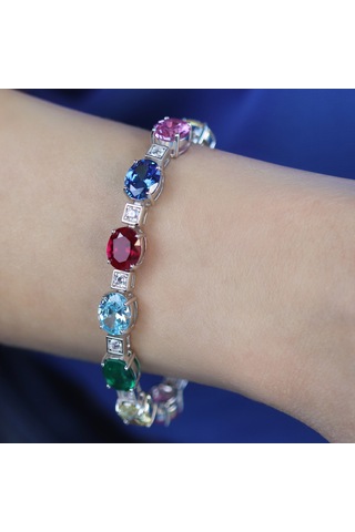 Swarovski Cubic Taşlı Gümüş Bileklik