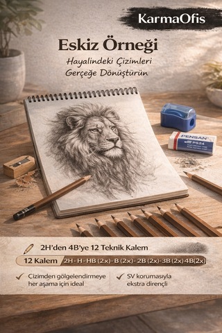 15 Parça Teknik Çizim Ve Eskiz Başlangıç Seti A5 Defter 12 Kalem Silgi Kalemtıraş