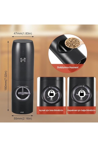 Mioji Sg2 600mah Şarj Üniteli Işıklı Tuz Karabiber Değirmeni Genel