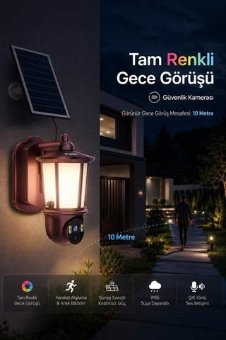 Premium Sokak Cephe Villa Güneş Enerjili Ip Güvenlik Kamerası Cmr29 Kahverengi