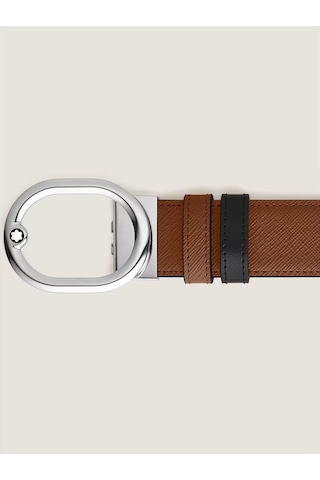 Montblanc Sartorial Lovale 35 Mm Çift Taraflı Deri Kemer 221024 Kahverengi
