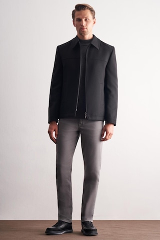 Siyah Berberi Yaka Tam Astar Classic Slim Fit Esnek Kaşe Mont 1007255121 Siyah