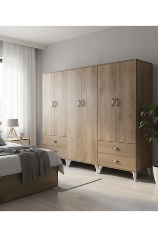 Zerkaconcept Odin 6 Kapaklı Dolap Gardırop Çam - M1 Çam