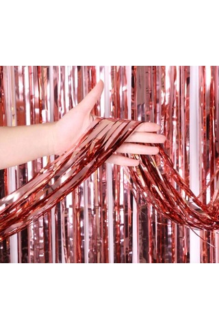 Rose Gold Püsküllü Kapı Perdesi - Parti, Bekarlığa Veda, Doğum Günü 1x2 M +0