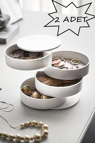 Bayev 2 Adet 4 Katlı Döner Takı Organizeri Takı Kutusu Organizer