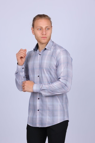 Tousus Slim Fit Ekose Likralı Gri Erkek Gömlek Slm-5032-tss