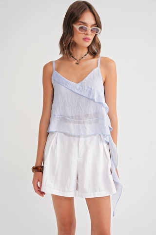 4736 Kadın Fırfırlı Askılı Bluz Bebe Mavi Bebe Mavi