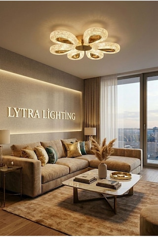 Damla Model 6"lı Gold 3 Renk Modu Ledli Modern Tavana Sıfır Salon Mutfak Çocuk Yatak Odası Led Avize Gold