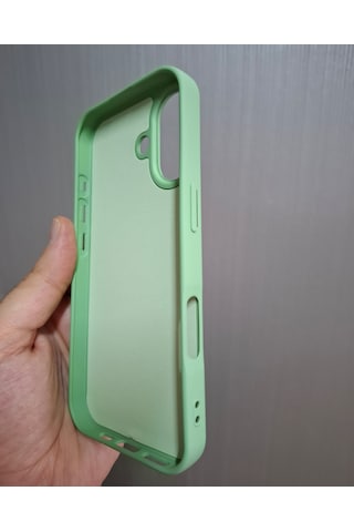 Apple Uyumlu iPhone 17 Logolu İçi Kadife Silikon Lansman Kılıf Açık Yeşil