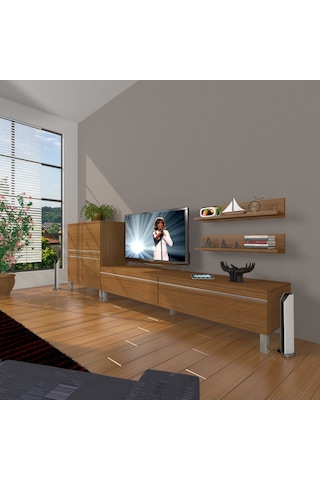 Decoraktiv Eko On Mdf Std Krom Ayaklı Tv Ünitesi Tv Sehpası Ceviz