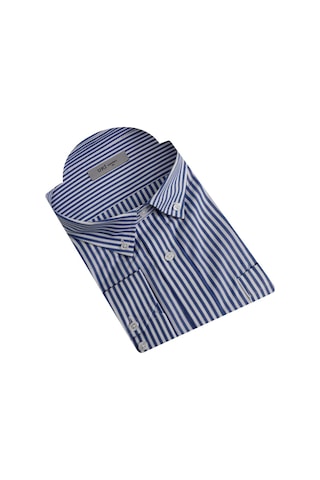 Uki Mavi Çizgili Comfort Fit Gömlek Mavi