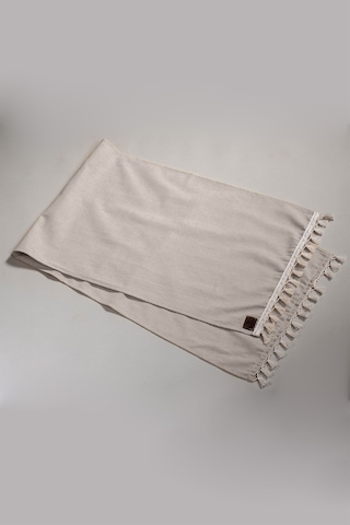 Vivamaison Düz Püsküllü Pamuk Kumaş Runner 45 x 150 Bej