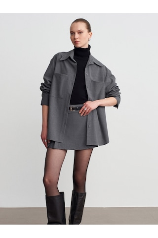 Dilvin 50534 Oversize Gömlek-gri Gri