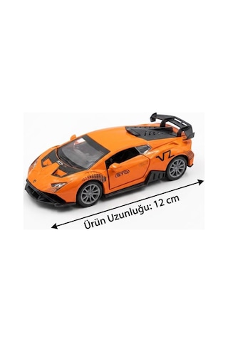 Çek-bırak Mekanizmalı 12cm Süper Sport Model Kapıları Açılabilir Metal Oyuncak Yarış Arabası Turuncu