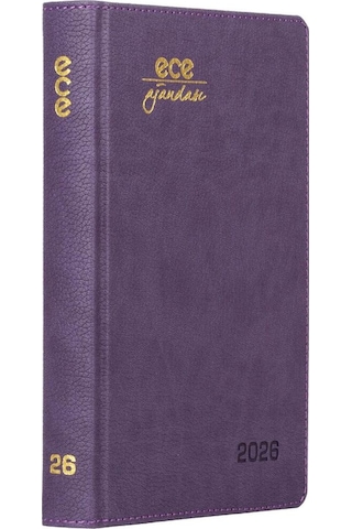 Ece Ajandası Kemer 2026 Mor - Günlük Çizgili Sert Kapak 14x20 Mor