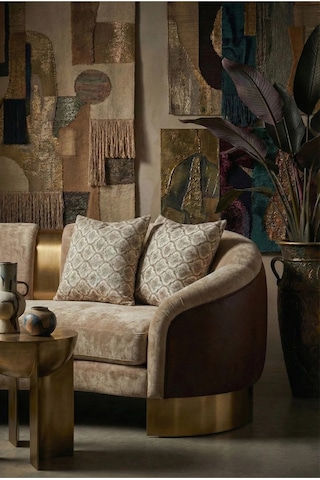 Melisa Damask Baskılı Duck Kumaş Kahverengi Kırlent 45 45 Cm - 807 45 x 45
