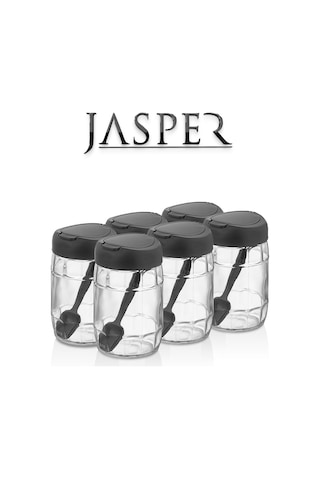 Jasper Jpr-0102 6 Adet 370mm Kaşıklı Açılır Kapaklı Baharatlık Siyah - Beyaz