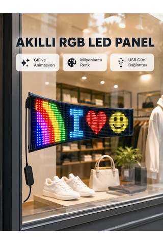Rgb Led Panel Usb Güç Girişli, Gıf Ve Yazı Gösterimli Akıllı Ekran Çr 72516330