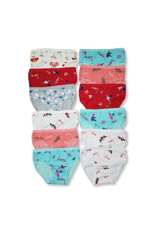 Royaleks 12 Adet Kız Çocuk Desenli Slip Külot Kırmızı
