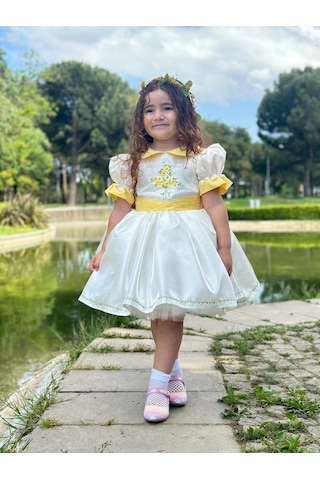 H L Y Karol Tasarım Sarı Papatya Vintage Kız Bebek Elbise,doğum Günü Elbise,fotoğraf Çekim Elbise,0-12 Yaş Uygun KREM