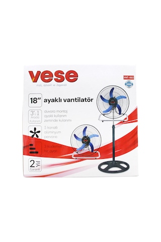 Büro Ev Ofis si İçin 46cm 5 Metal Kanatlı Sanayi Tipi Ayaklı Vantilatör