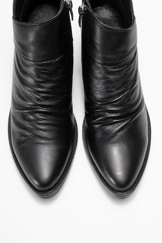 Rule Siyah Hakiki Deri Kadın Kalın Topuklu Bot Siyah