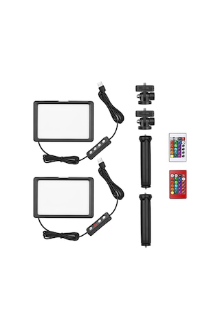 Andoer Rgb Dolgu Işığı Led Video Işıkları Siyah 2'li Paket Siyah