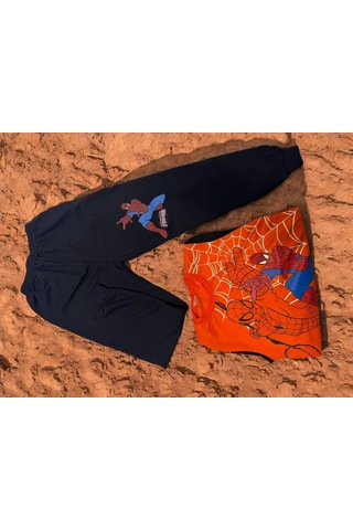 3 İplik Takım Batmen Örümcek Adam Baskılı Turuncu