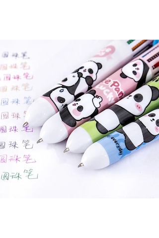 Tcherchı 10 Adet Sevimli Panda 10 Renk Tükenmez Kalem Kawaii Karikatür Kalem Okul Kırtasiye