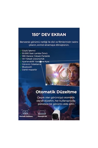 Taşınabilir Projeksiyon Ps5 X Box Bağlantılı Oyun Sinema Projektör Full Hd 4k Android Şarjlı Beyaz - 868153474