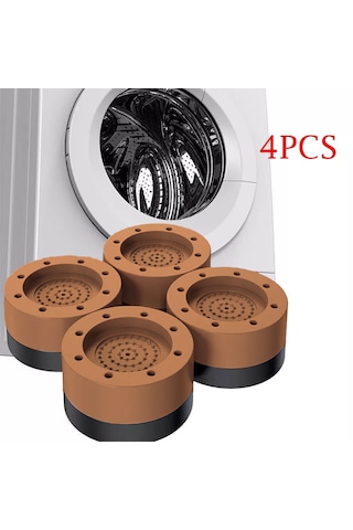 Tineke Beyaz Eşya Ayağı Çamaşır Makinesi Mobilya Titreşim Önleyici Kaydırmaz 8,5 Cm Yükseltici 4 Lü Kahverengi Kahverengi