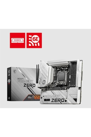 Msı B650m Project Zero Ddr5 7600mt/s 1xhdmı 1xdp 2xm.2 Usb Matx Am5 Amd Am5 9000/8000/7000 Seri İle Uyumlu