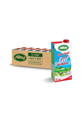 Sütaş Tam Yağlı Süt 12 x 1 L
