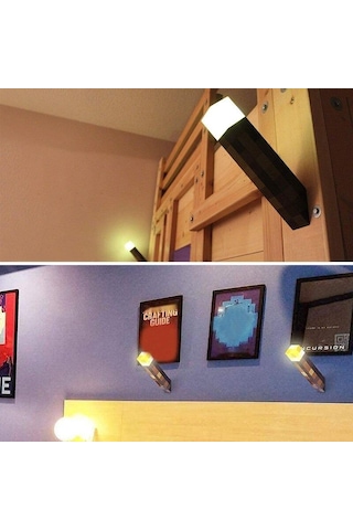 Minecraft Meşale Madenci Gece Led Gece Işığı Kahverengi