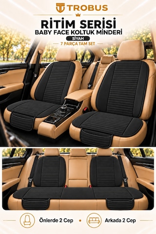 Trobus Ritim Bmw 3 Serisi E90 2005-2012 Baby Face 7'li Koltuk Minderi Siyah