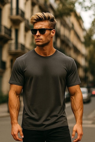 Rich Erkek %100 Pamuk Oversize Tişört Basic Bisiklet Yaka Kısa Kollu T-shirt Gri