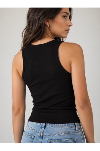 Feyece Kadın Siyah Kırmızı Halter Yaka Fitilli 2'li Paket Crop Bluz Kırmızı - Siyah