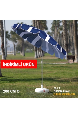 Lacivert - Beyaz Plaj Şemsiyesi 200 Cm Ø