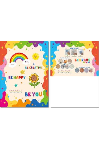 Geekyou 3'lü Renkli Motivasyonel Cümleler Duvar Sticker Seti Toplam 88 Desen - Pvc Materyal, Ev/okul Dekoru, Kolay Uygulama Çok Renkli