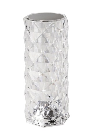 Lucignano Led Pilli Masa Lambası, Kristal Masa Lambası, Kablosuz, Rgb Renk Değişimli Kristal Lamba, Plastik, Şeffaf Çok Renkli