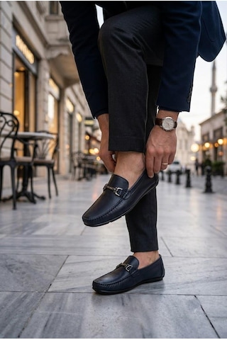 Pierre Cardin 90155 Rahat Esnek Hakiki Deri Erkek Loafer Ayakkabı Lacivert