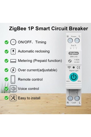 Tuya Zigbee Akıllı Devre Kesici Uzaktan Kumanda Ses Kontrol Anahtarı Ev Kablosuz Beyaz