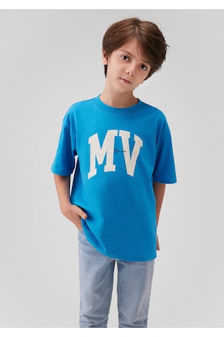 Çocuk Mavi - Mv Logo Baskılı Mavi Tişört 6610213-83865 Mavi
