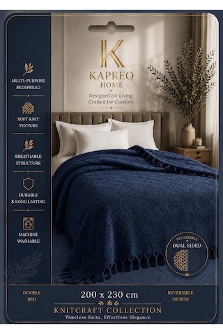 Kapreo Home Craft Collection Premium Çift Kişilik Pike 200 X 230 Lacivert