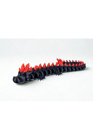 Riti Design - Volcano - 3d Hareketli Esnek Ejderha Figürü İkili Set - Siyah & Kırmızı 35cm