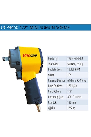 Unocap UCP4450 1/2 Havalı Mini Somun Sökme Makinesi