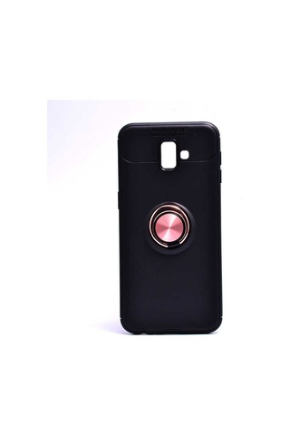 Samsung Uyumlu Galaxy J6 Plus Kılıf Zore Ravel Silikon Kapak Siyah-Rose Gold