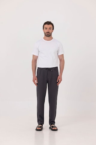 Sabri Özel Antrasit Dokulu Arka Lastikli Köprü Kemerli Bağcıklı Slim Fit Jogger Pantolon