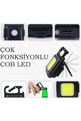 Cob Mini Led El Feneri Karabinalı Mıknatıslı Su Geçirmez 800mah