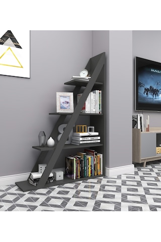 Arnetti Arven 4 Raflı Modern Kitaplık, Antrasit - Arven